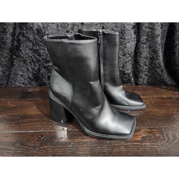 NEW Circus NY Layla 2 Black Square Toe Block Heel Boots/Sz. 8M - Picture 4 of 10